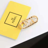 Fendi Women Hair Clip with Fendi O’Lock Motif-Gold (1)