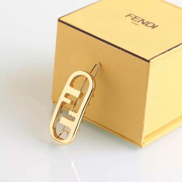 Fendi Women Hair Clip with Fendi O’Lock Motif-Gold (3)