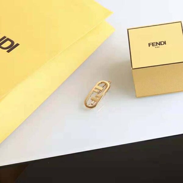 Fendi Women Hair Clip with Fendi O’Lock Motif-Gold (4)