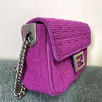 Fendi Women Midi Baguette Chain FF Fabric Bag-purple (1)
