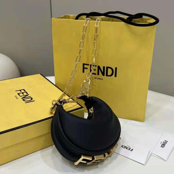 Fendi Women Nano Fendigraphy Black Leather Charm (2)