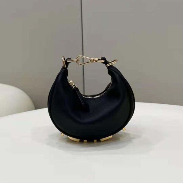 Fendi Women Nano Fendigraphy Black Leather Charm (4)