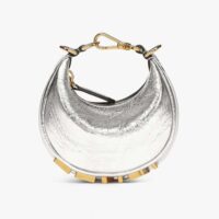 Fendi Women Nano Fendigraphy Silver Leather Charm (1)