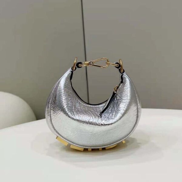 Fendi Women Nano Fendigraphy Silver Leather Charm (4)