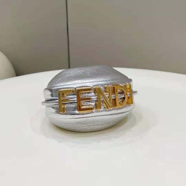 Fendi Women Nano Fendigraphy Silver Leather Charm (8)