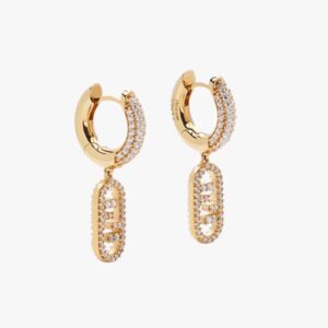 Fendi Women O Lock Earrings Gold-Colored Earrings in Bronze and Zircon