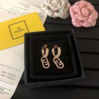 Fendi Women O Lock Earrings Gold-Colored Earrings in Bronze and Zircon (1)