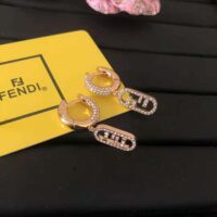 Fendi Women O Lock Earrings Gold-Colored Earrings in Bronze and Zircon (1)