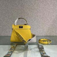 Fendi Women Peekaboo Iconic Mini Full Grain Leather Bag-yellow (1)