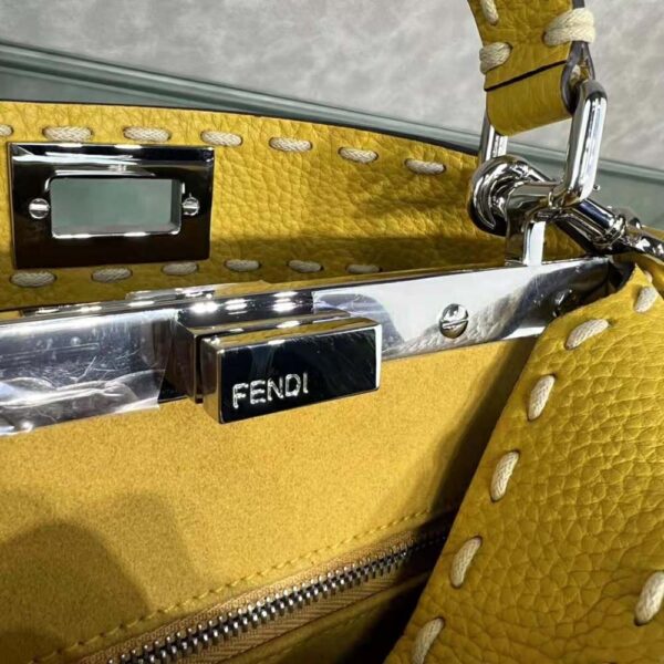 Fendi Women Peekaboo Iconic Mini Full Grain Leather Bag-yellow (6)
