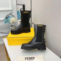 Fendi Women Promenades Black Leather Biker Boots (1)