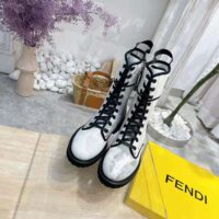 Fendi Women Signature Gray Canvas Biker Boots (1)