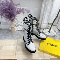 Fendi Women Signature Gray Canvas Biker Boots (1)