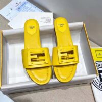 Fendi Women Signature Yellow Leather Slides in 0.4 inches Heel Height (1)