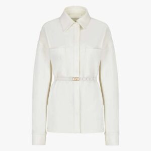 Fendi Women Single-breasted Go-To White Denim Go-To Jacket