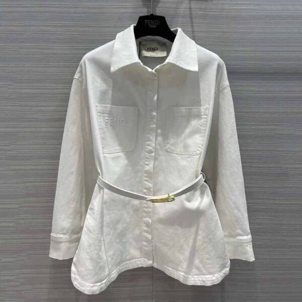 Fendi Women Single-breasted Go-To White Denim Go-To Jacket (3)