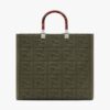 Fendi Women Sunshine Medium FF Fabric Shopper-Green