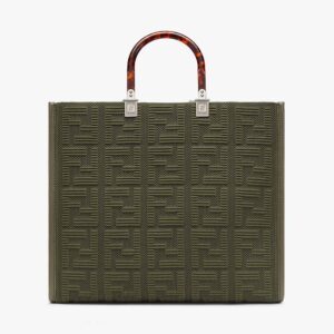 Fendi Women Sunshine Medium FF Fabric Shopper-Green