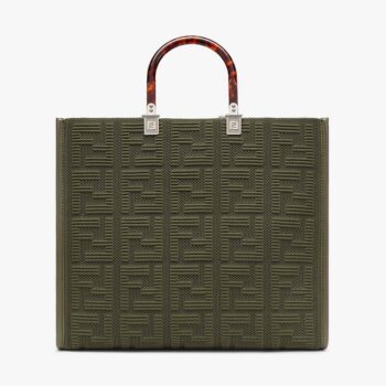 Fendi Women Sunshine Medium FF Fabric Shopper-Green