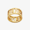 Fendi Women Wide Band Ring with Laser-Cut FENDI Lettering