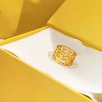 Fendi Women Wide Band Ring with Laser-Cut FENDI Lettering (1)