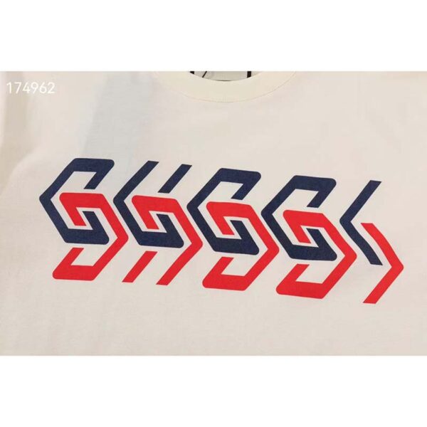 Gucci GG Men Cotton Jersey T-Shirt Beige Gucci Mirror Print Crewneck Oversize Fit (10)