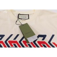 Gucci GG Men Cotton Jersey T-Shirt Beige Gucci Mirror Print Crewneck Oversize Fit (9)