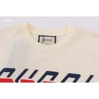 Gucci GG Men Cotton Jersey T-Shirt Beige Gucci Mirror Print Crewneck Oversize Fit (9)