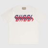 Gucci GG Men Cotton Jersey T-Shirt Beige Gucci Mirror Print Crewneck Oversize Fit