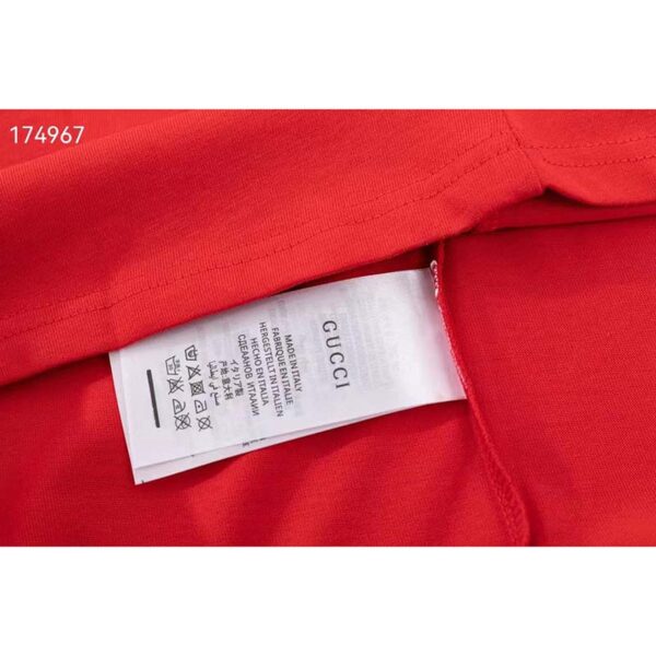 Gucci GG Men Cotton Jersey T-Shirt Red Gucci Mirror Print Crewneck Oversize Fit (10)