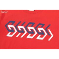 Gucci GG Men Cotton Jersey T-Shirt Red Gucci Mirror Print Crewneck Oversize Fit (9)