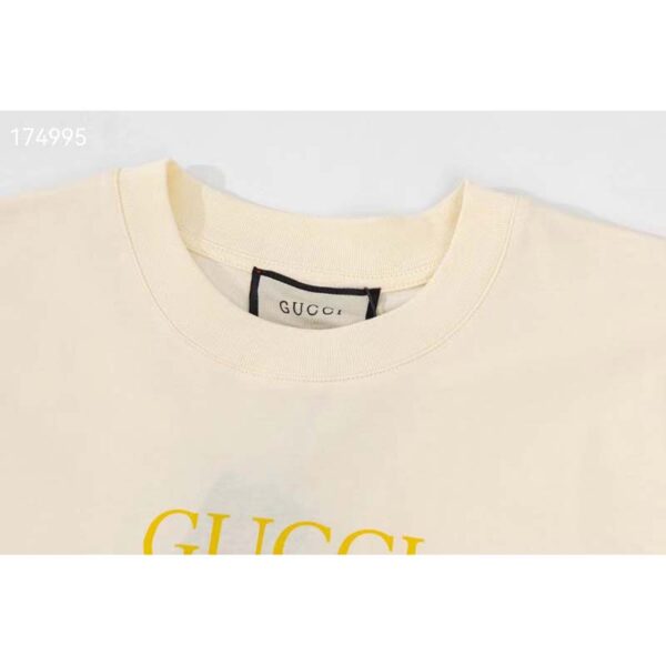 Gucci GG Men Gucci Boutique Print Oversize T-Shirt White Cotton Jersey Crewneck (6)