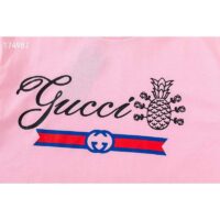 Gucci GG Men Gucci Pineapple Cotton T-Shirt Pink Jersey Crewneck Oversize Fit (3)
