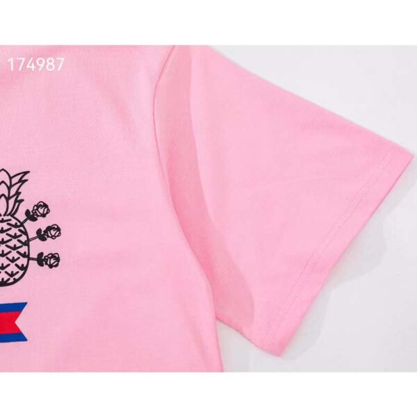 Gucci GG Men Gucci Pineapple Cotton T-Shirt Pink Jersey Crewneck Oversize Fit (2)