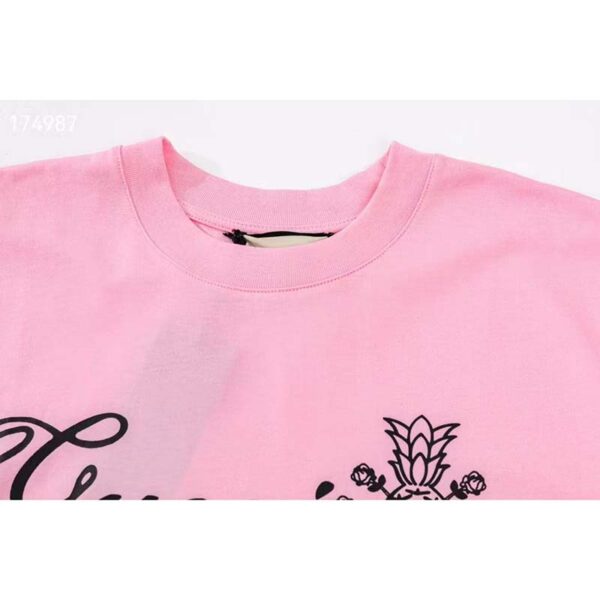 Gucci GG Men Gucci Pineapple Cotton T-Shirt Pink Jersey Crewneck Oversize Fit (9)
