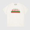 Gucci GG Men Original Gucci Print oversize T-Shirt White Cotton Jersey Crewneck Oversize Fit