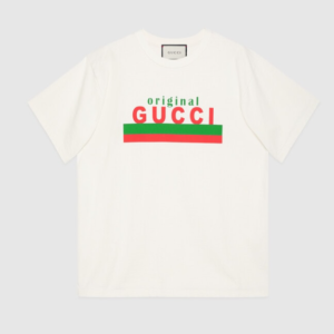 Gucci GG Men Original Gucci Print oversize T-Shirt White Cotton Jersey Crewneck Oversize Fit