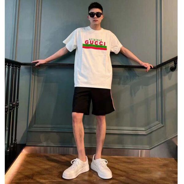 Gucci GG Men Original Gucci Print oversize T-Shirt White Cotton Jersey Crewneck Oversize Fit (4)