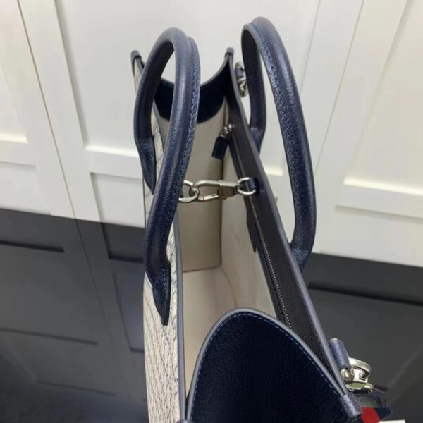 Gucci GG Unisex Medium Tote Bag Interlocking G Beige Blue Supreme Canvas (10)