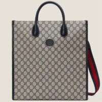 Gucci GG Unisex Medium Tote Bag Interlocking G Beige Blue Supreme Canvas (4)