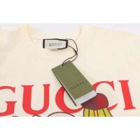 Gucci GG Women Bananya Cat Cotton T-Shirt White Cotton Jersey Crewneck Oversize Fit (11)