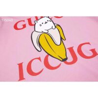 Gucci GG Women Bananya Cotton T-Shirt Pink Jersey Crewneck Oversize Fit (5)