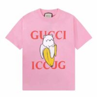 Gucci GG Women Bananya Cotton T-Shirt Pink Jersey Crewneck Oversize Fit (5)