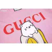 Gucci GG Women Bananya Cotton T-Shirt Pink Jersey Crewneck Oversize Fit (5)