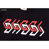 Gucci GG Women Cotton Jersey T-Shirt Black Gucci Mirror Print Crewneck Oversize Fit (6)