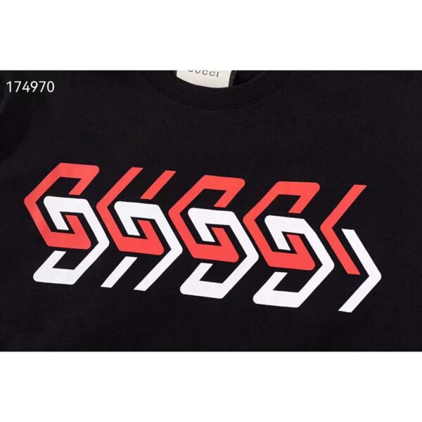 Gucci GG Women Cotton Jersey T-Shirt Black Gucci Mirror Print Crewneck Oversize Fit (1)