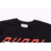 Gucci GG Women Cotton Jersey T-Shirt Black Gucci Mirror Print Crewneck Oversize Fit (6)