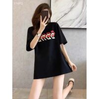 Gucci GG Women Cotton Jersey T-Shirt Black Gucci Mirror Print Crewneck Oversize Fit (6)