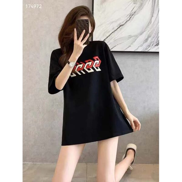 Gucci GG Women Cotton Jersey T-Shirt Black Gucci Mirror Print Crewneck Oversize Fit (4)