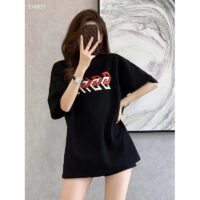 Gucci GG Women Cotton Jersey T-Shirt Black Gucci Mirror Print Crewneck Oversize Fit (6)